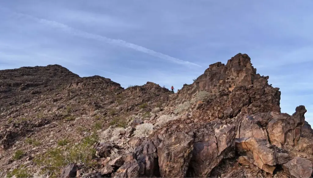 Craggy Desert ridge with hiker